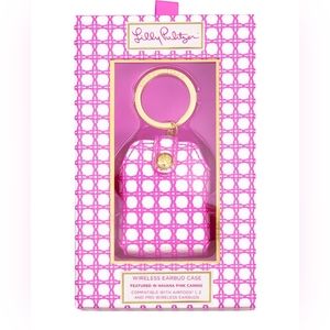 Lilly Pulitzer Wireless Earbud Case, Havana Pink Caning, NWT